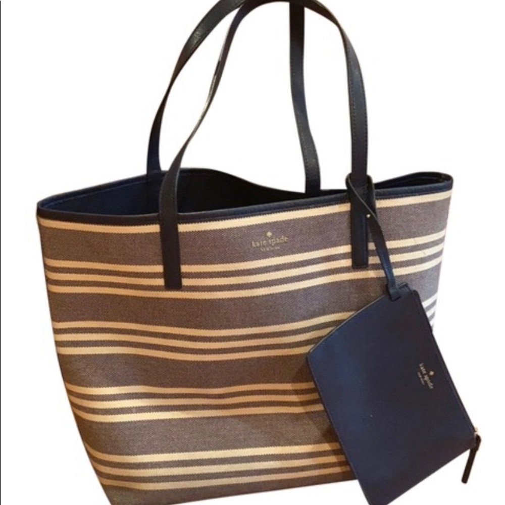 Kate Spade Striped Purse with Attached Wristlet